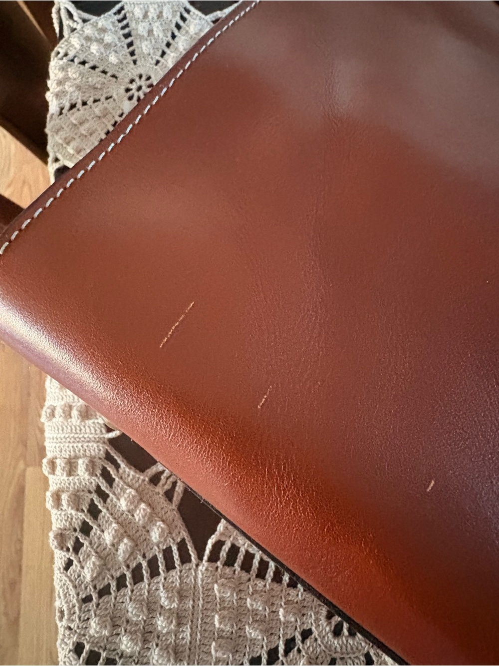 Patricia Nash Cognac Leather Shoulder Tote with Stud Trim - Picture 13 of 16